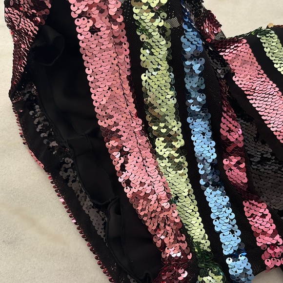 NWT B. Darlin Striped Sequin and Mesh Dress Size 7/8 - Picture 5 of 6